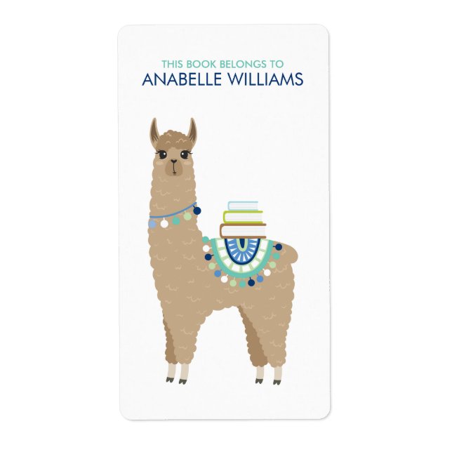 Adorable Alpaca Personalized Bookplate (Front)