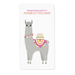 Adorable Alpaca Personalized Kids Bookplate