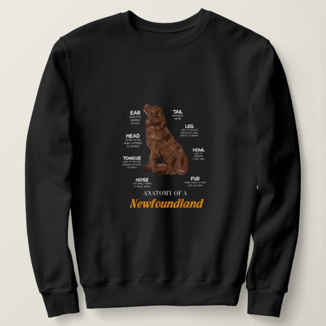 Adorable Anatomy of a Newfoundland Dog Sweatshirt (Design Front)