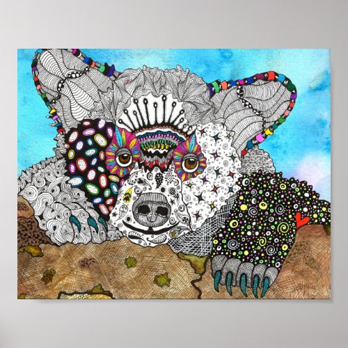 Adorable and Colorful Bear Poster _ 10 x 8