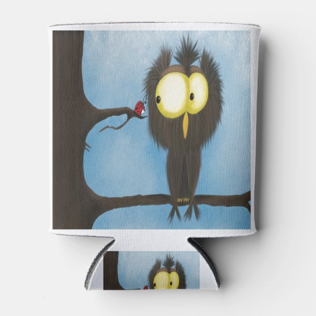 Adorable And Colorful Owl Oliver Can Cooler (Front)