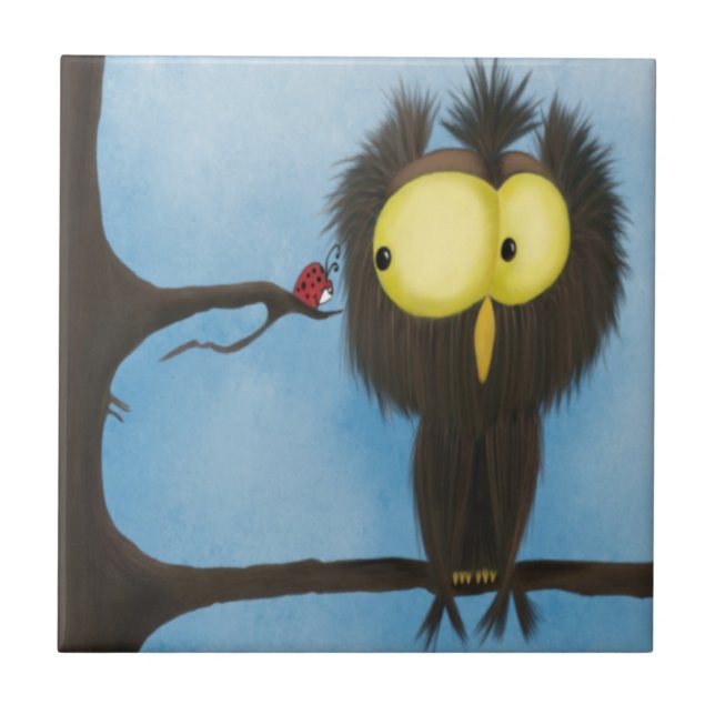 Adorable And Colorful Owl Oliver Ceramic Tile (Front)