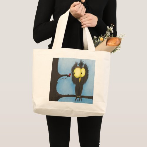 Adorable And Colorful Owl Oliver Large Tote Bag