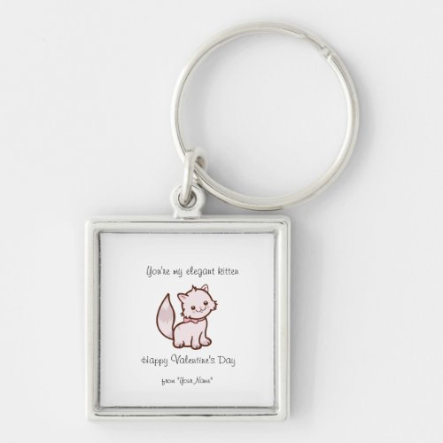 Adorable and Cute Cat Valentines Day Keychain