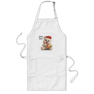 Adorable and Cute Teddy Bear Design Long Apron