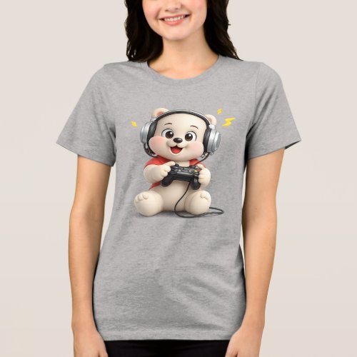 Adorable and Cute Teddy Bear Design Tri-Blend Shirt