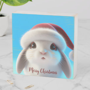 Adorable and Festive Holland Lop Bunny Wooden Box Sign