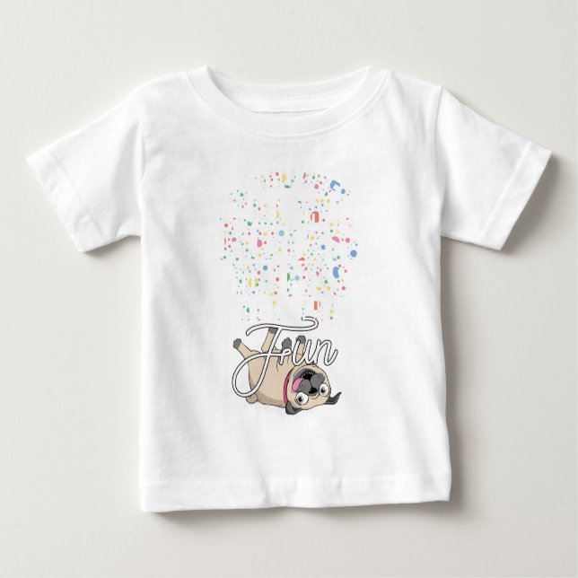 Adorable and Silly Pug Baby T-Shirt (Front)