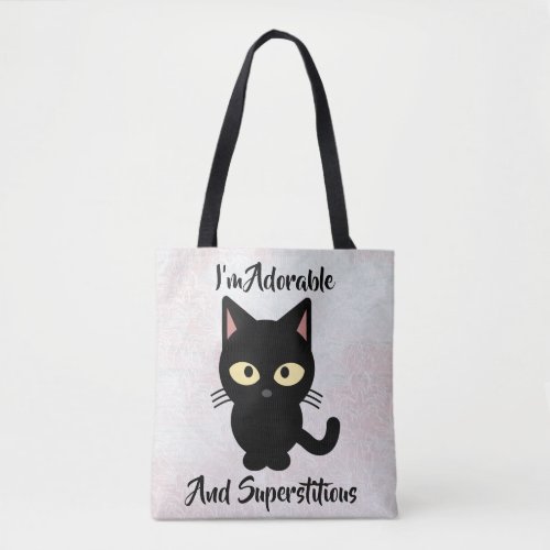 Adorable and Superstitious Cat Design Tote