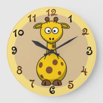 Adorable And Sweet For Baby Shower Giraffe Large Clock by FUNNSTUFF4U at Zazzle