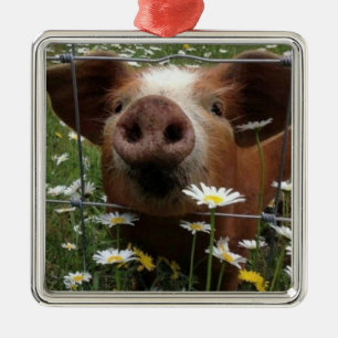 *ADORABLE AND SWEET PIGLET FOR CHRISTMAS* METAL ORNAMENT