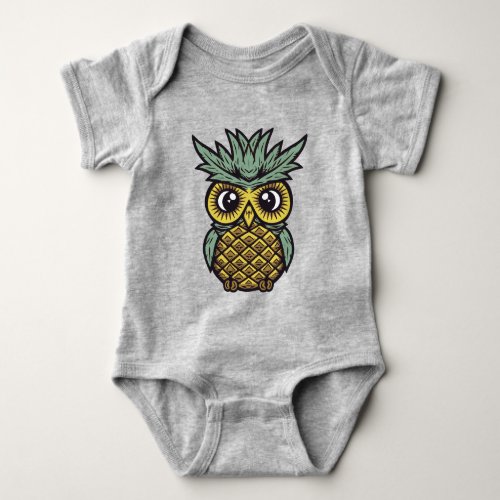 adorable and sweet pineapple owl hybrid  baby bodysuit