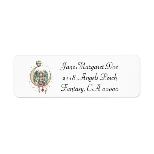 Adorable Angel and Owl Illustrated Art Label