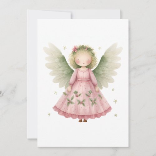 Adorable Angel Blank Christmas Holiday Note Card