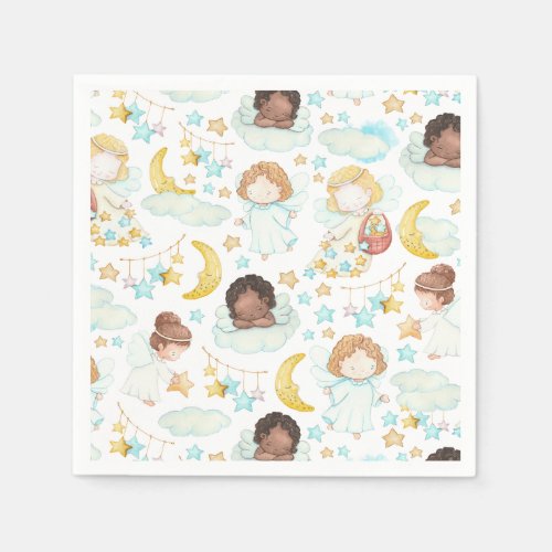 Adorable Angels and Stars Watercolor Art Napkins