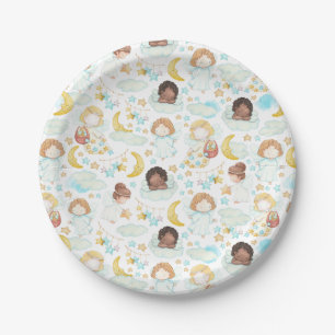 Adorable Angels and Stars Watercolor Art Paper Plates