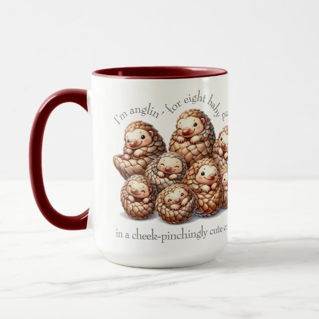 Adorable Anglin' for 8 Cute Cuddling Pangolins Mug (Left)