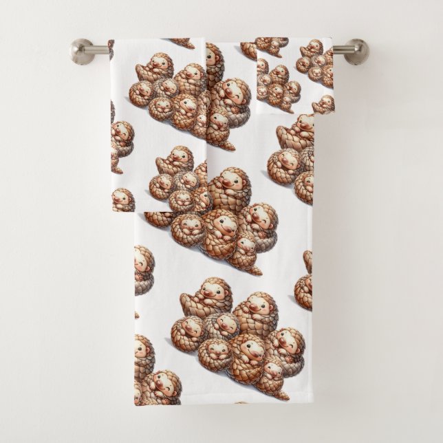 Adorable Anglin' for Cute Cuddling Pangolins Bath Towel Set (Insitu)