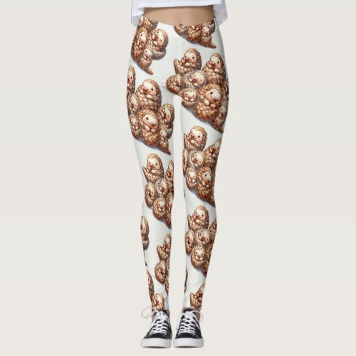 Adorable Anglin for Cute Cuddling Pangolins Leggings