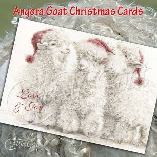 Adorable Angora Goat Christmas Trio  Card