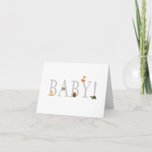 Adorable Animal Baby Shower Thank You Note Card