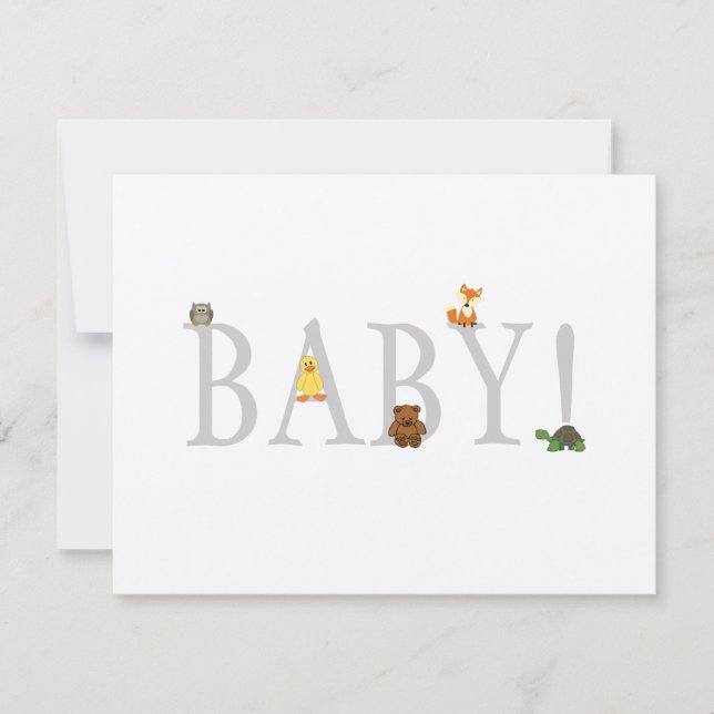 Adorable Animal Baby Shower Thank You Note Card (Front)