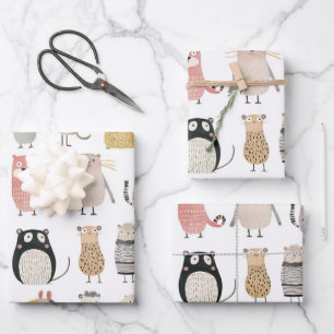 Adorable Animal Collection Wrapping Paper Sheets