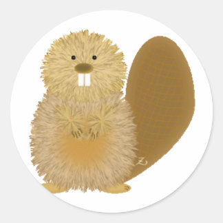 Adorable Animal Drawings: Beaver Classic Round Sticker