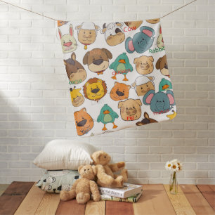 Adorable animal farm pig rabbits cow elephant  baby blanket