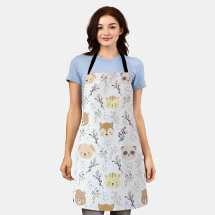 Adorable Animal Head And Floral Pattern Apron