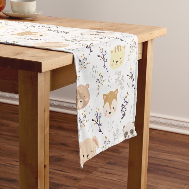 Adorable Animal Head And Floral Pattern Short Table Runner (In Situ)