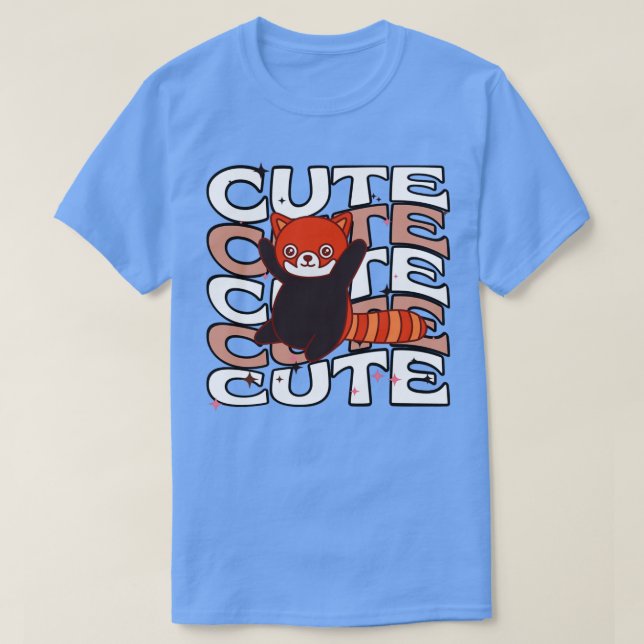 Adorable animals Cute Red Panda White and Brown Co T-Shirt (Design Front)