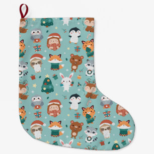 Adorable Animals Large Christmas Stocking