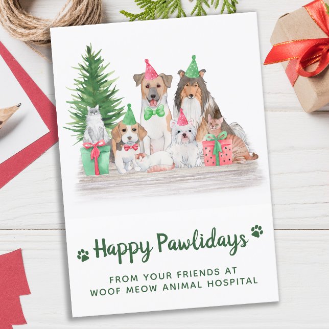 Adorable Animals Pet Business Dog Cat Christmas Ho Holiday Card (Creator Uploaded)