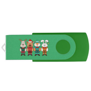 Adorable animals ready for winter flash drive