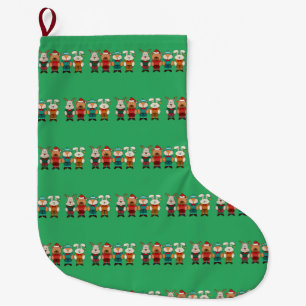 Adorable animals ready for winter large christmas stocking