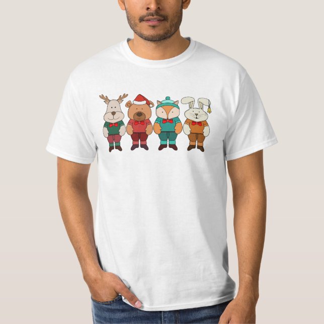 Adorable animals ready for winter T-Shirt (Front)