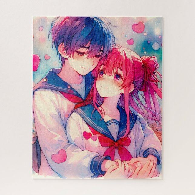 Adorable Anime Themed Valentine's Day Jigsaw Puzzle (Vertical)