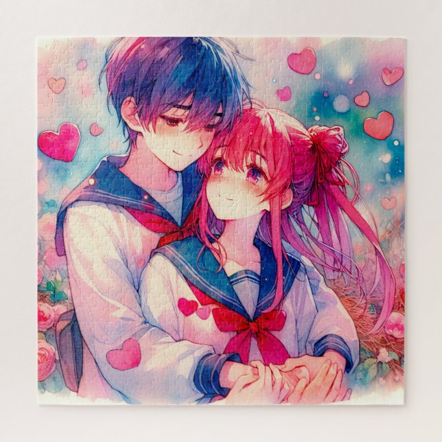 Adorable Anime Themed Valentine's Day Jigsaw Puzzle (Vertical)