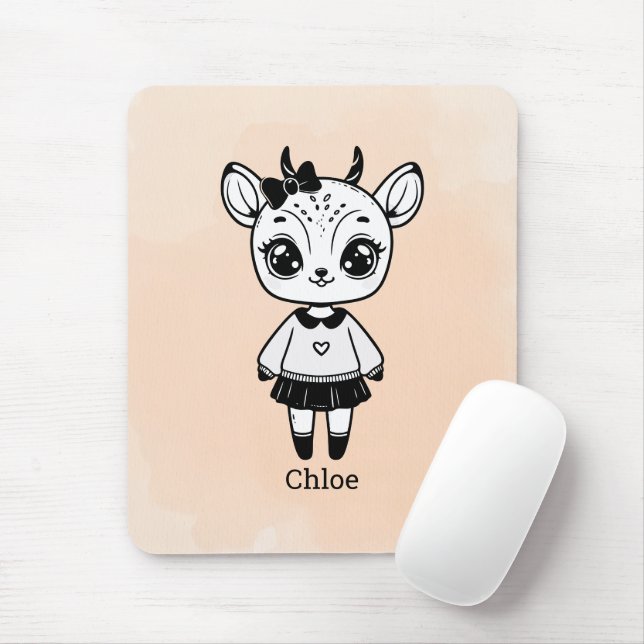 Adorable Antelope Girl - Cute Doodle Design Mouse Pad (With Mouse)