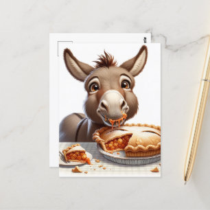 Adorable Apple Pie Donkey Postcard