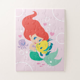 Adorable Ariel Swims With Flounder Jigsaw Puzzle