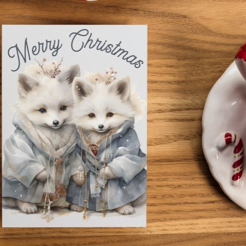 Adorable Artic Foxes Holiday Card XL