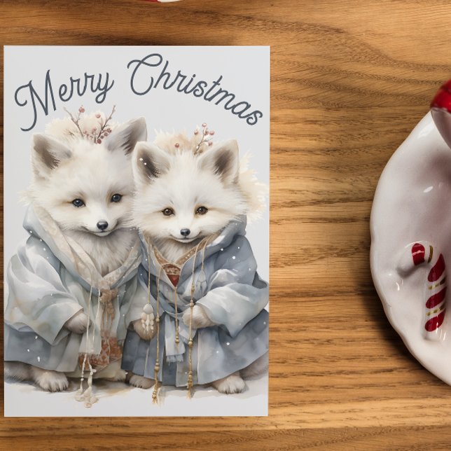 Adorable Artic Foxes Holiday Card XL (Creator Uploaded)