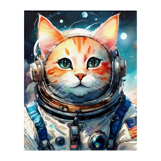 Adorable Astronaut Cat Acrylic Print (Front)