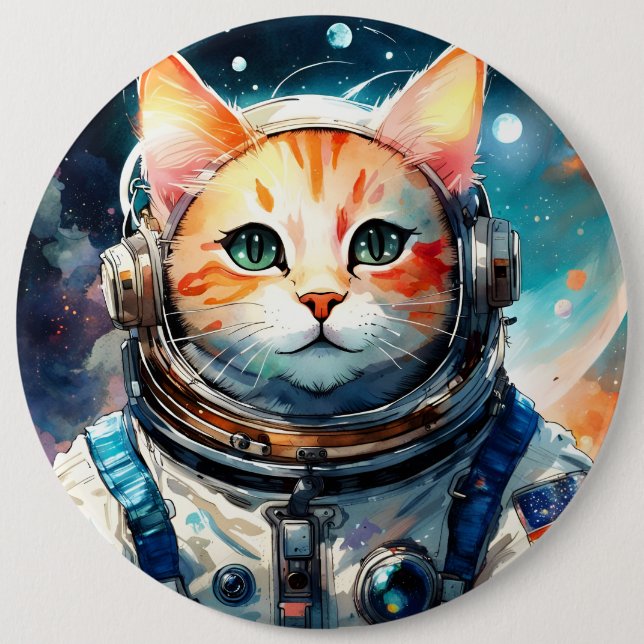 Adorable Astronaut Cat Button (Front)