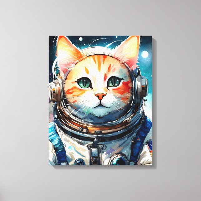 Adorable Astronaut Cat Canvas Print (Front)