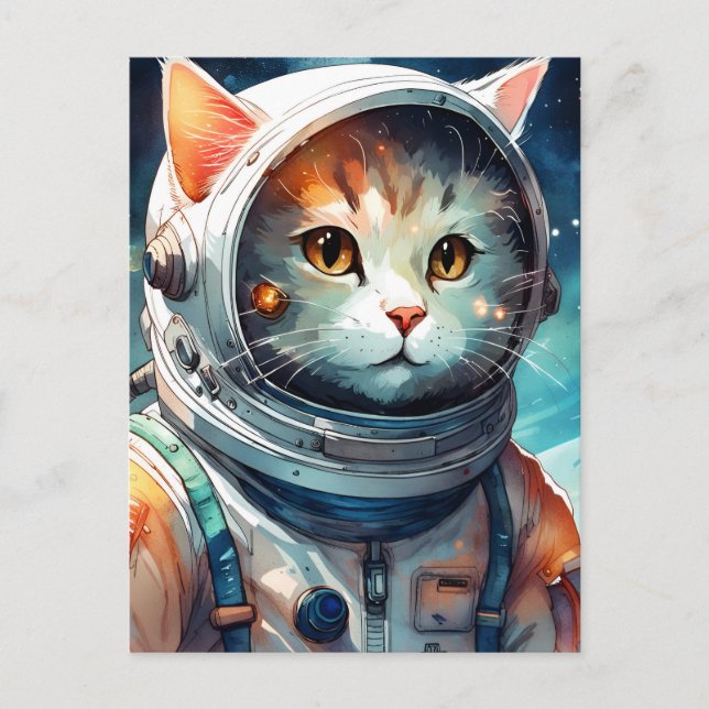 Adorable Astronaut Cat Postcard (Front)