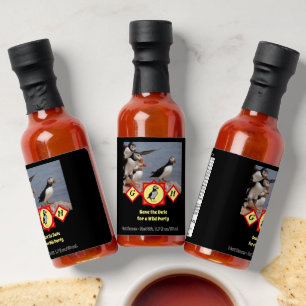 Adorable Atlantic Puffin Cartoon Monogram Photo Hot Sauces