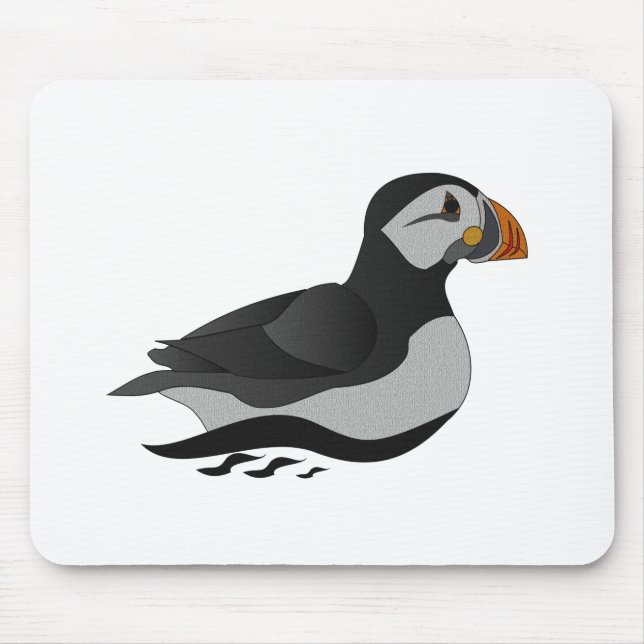 Adorable Atlantic Puffin Swimming Cartoon Mouse Pad (Front)